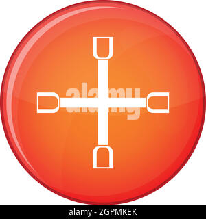 Wheel wrench cross icon, flat style Stock Vector