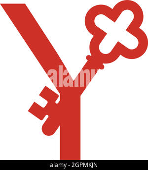 Letter Y logo icon with key icon design symbol template Stock Vector
