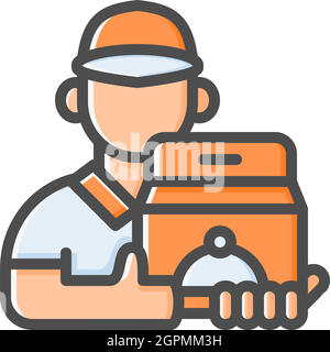 Courier icon design outline color style Stock Vector