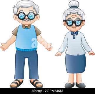 Vector illustration of Cartoon elderly couple Stock Vector