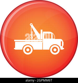 Car towing truck icon, flat style Stock Vector