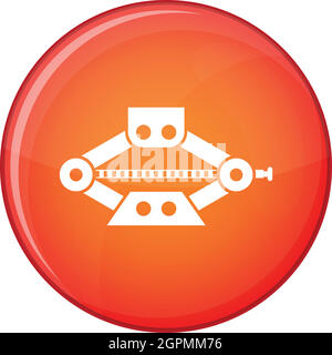 Red scissor car jack icon, flat style Stock Vector
