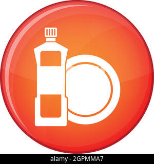 Dishwashing liquid detergent and dish icon Stock Vector