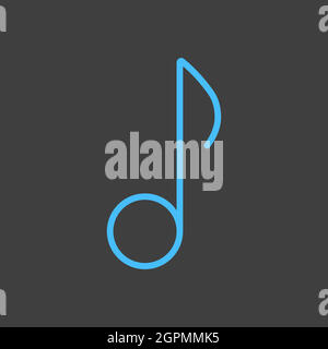 Music note flat vector icon on dark background Stock Vector