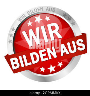 Button with Banner we educate (in german) Stock Vector