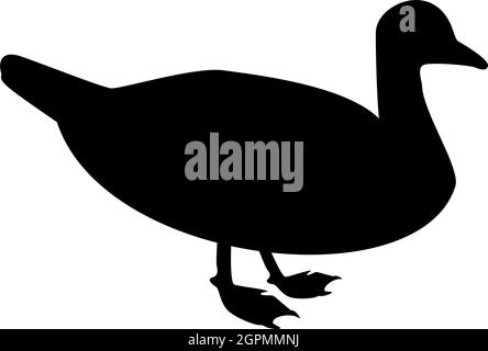 Silhouette duck male mallard bird waterbird waterfowl poultry fowl canard black color vector illustration flat style image Stock Vector