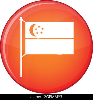 Flag of Singapore icon, flat style Stock Vector