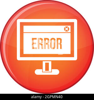 Error sign on a computer monitor icon, flat style Stock Vector