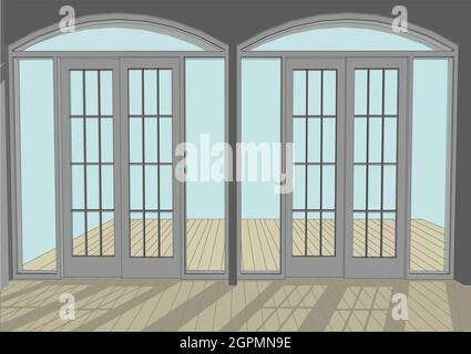 wooden patio and doors Stock Vector