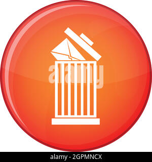 Envelope in trash bin icon, flat style Stock Vector