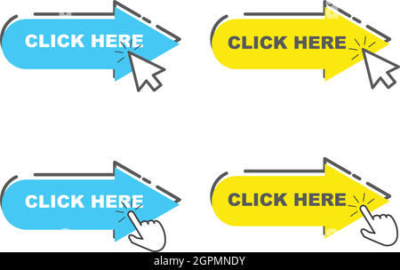 click here cursor for link website vector illustration Stock Vector