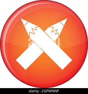 Two crossed pencils icon, flat style Stock Vector