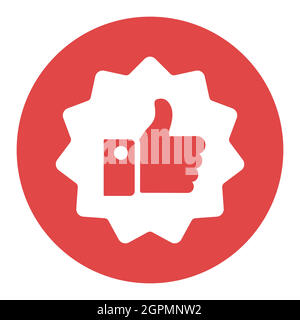Thumbs up white glyph icon. Vector like sign Stock Vector