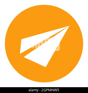Paper plane, message symbol flat vector white glyph icon Stock Vector