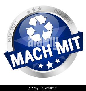 Button with Banner take part (in german) Stock Vector