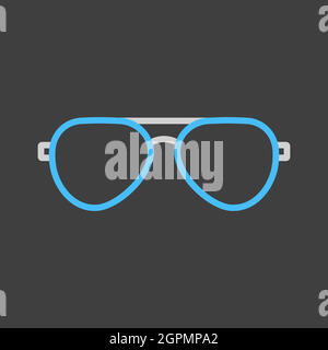 Sunglasses flat vector icon on dark background. Summer sign Stock Vector