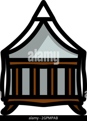 Crib With Canopy Icon Stock Vector
