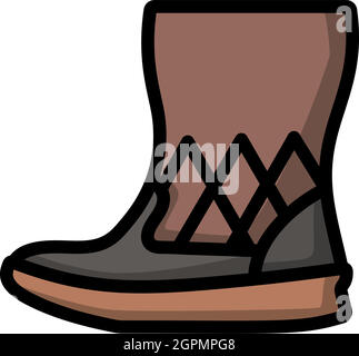 Woman Fluffy Boot Icon Stock Vector