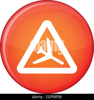 Warning sign of low flying aircraft icon Stock Vector