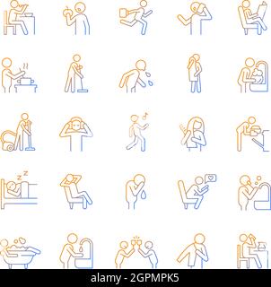 Human behaviour gradient linear vector icons set Stock Vector