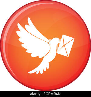 Dove carrying envelope icon, flat style Stock Vector