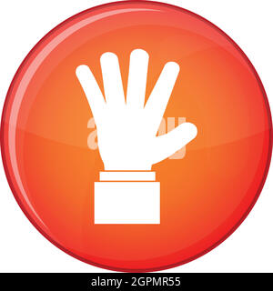 Hand showing five fingers icon, flat style Stock Vector