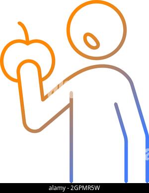 Man with apple gradient linear vector icon Stock Vector