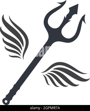 Trident with wings Logo Template vector icon illustration Stock Vector
