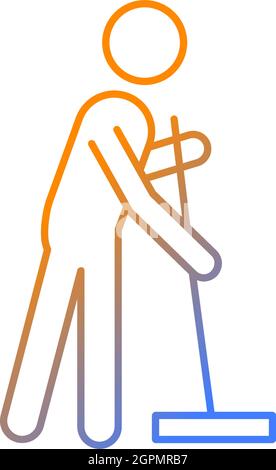 Cleaning with mop gradient linear vector icon Stock Vector