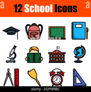 School Icon Set Stock Vector