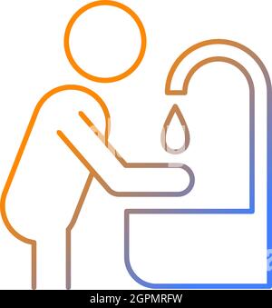 Wash hands gradient linear vector icon Stock Vector
