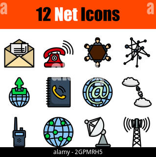 Net Icon Set Stock Vector