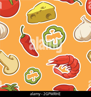 Seamless Pattern Background Pizza Restaurant Parlor Ingredient Stock Vector