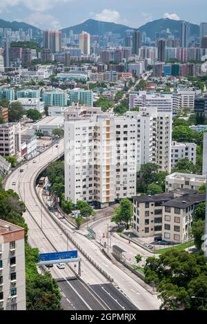 Kowloon, looking south, with Hong Kong Island in the distance, in 2009 Stock Photo