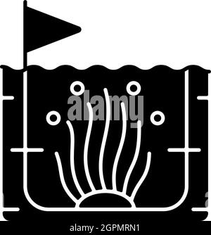 Algaculture black glyph icon Stock Vector