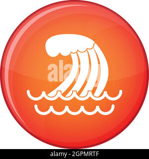 Tsunami wave icon, flat style Stock Vector