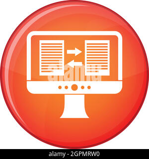 Translator app on the screen of computer icon Stock Vector