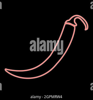 Neon pepper the red color vector illustration flat style image Stock Vector