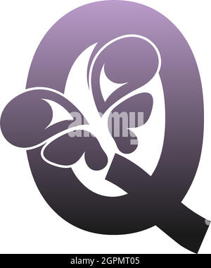 Letter Q with butterfly icon logo design vector Stock Vector