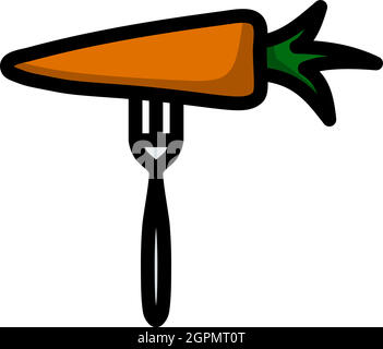 Icon Of Diet Carrot On Fork Stock Vector