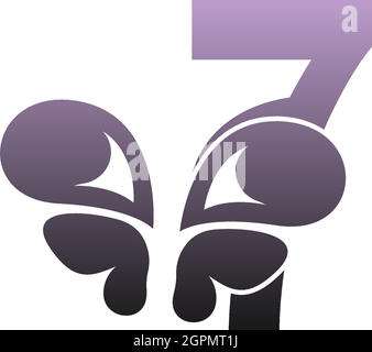 Number 7 with butterfly icon logo design vector Stock Vector
