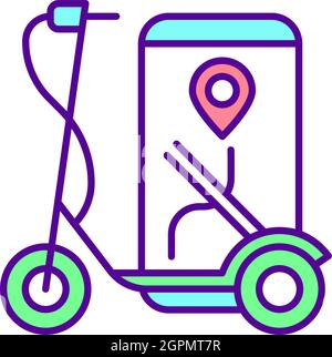 E-scooter rental service RGB color icon Stock Vector