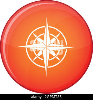 Ancient compass icon, flat style Stock Vector