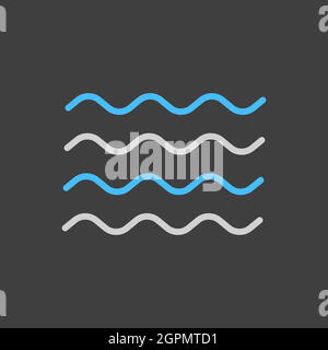 Sea wave vector icon on dark background. Nature sign Stock Vector