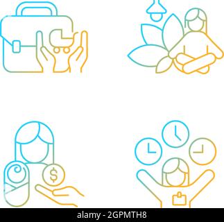 Employee incentives gradient linear vector icons set Stock Vector