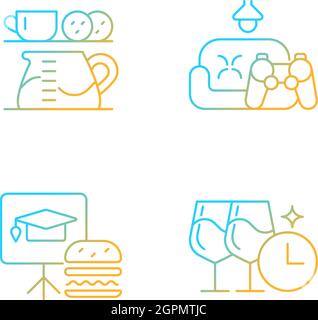 Employee engagement gradient linear vector icons set Stock Vector
