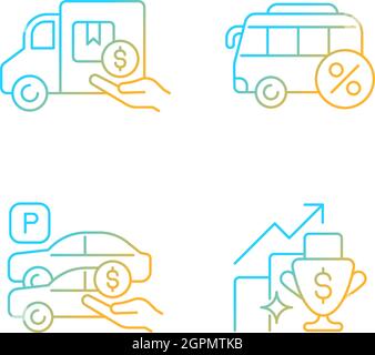 Corporate perks at work gradient linear vector icons set Stock Vector