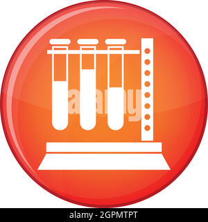 Medical test tubes in holder icon, flat style Stock Vector