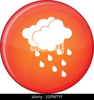Clouds and water drops icon, flat style Stock Vector