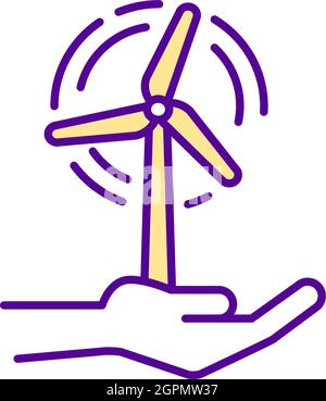 Wind power generation RGB color icon Stock Vector
